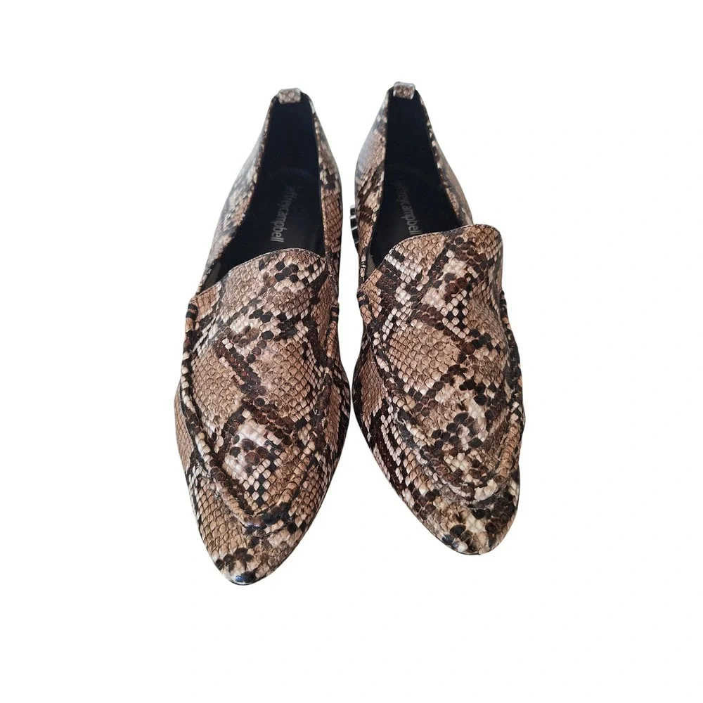 Jeffrey Campbell Snakeskin Studded Pointed Toe Loafers Brown Black Mens 8M